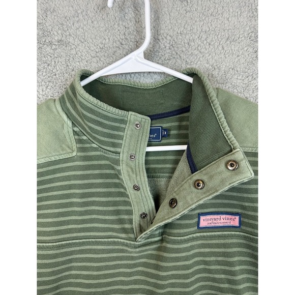 Vineyard Vines Pullover Mens Medium Green Sweater Snap Mock Casual Outdoor - Picture 6 of 14